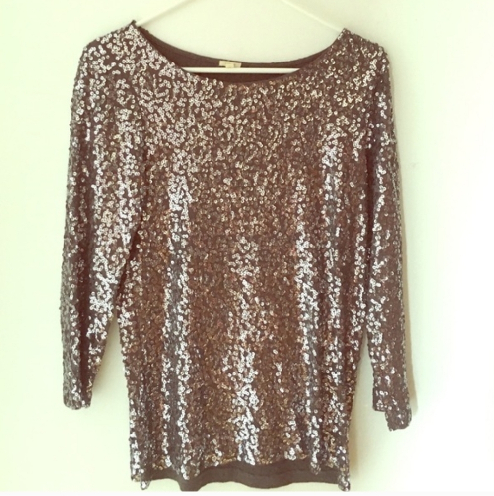J. Crew Sparkling Silver Sequin Blouse